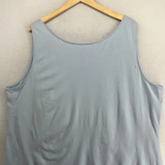 EILEEN FISHER Tank Top 3X Stretch Organic Cotton Jersey Scoop Neck Blue USA - Picture 4 of 12